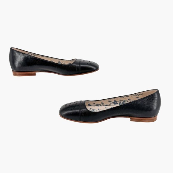 Gucci Hills GG Interlock Black Leather Cap Toe Ballet Flats Shoes Size 39 US 9 - Picture 10 of 16